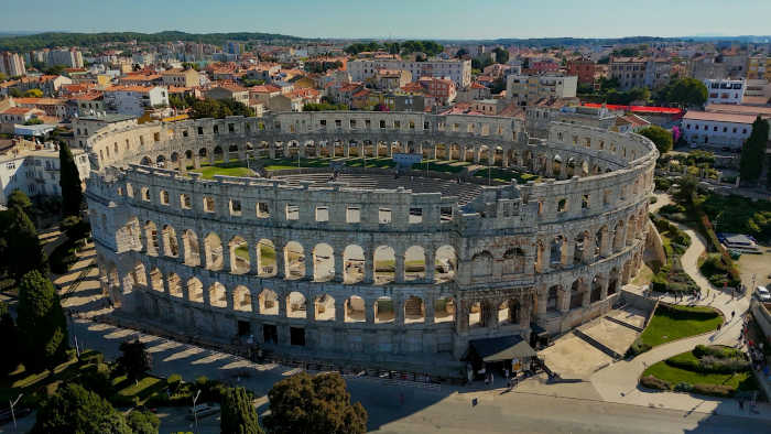 Aerial view of Rome Colosseum